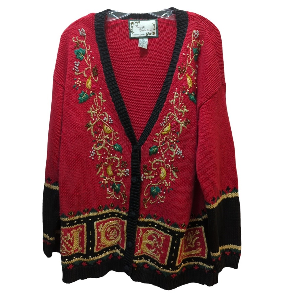 Carolina Colours Private Collection Christmas sweater NOEL vintage L‎ large USED